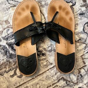 Jack Rogers Black Leather Bow Sandals size 11